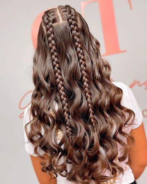 Hoco Braid Hairstyles, Back To School Hairstyles Curly, Hairstyle Examples, Easy Hairstyles For Thick Hair, Hair Inspiration Long, Cute Simple Hairstyles, Hoco Hairstyles, Hairstyles For Layered Hair, Hair Stylies