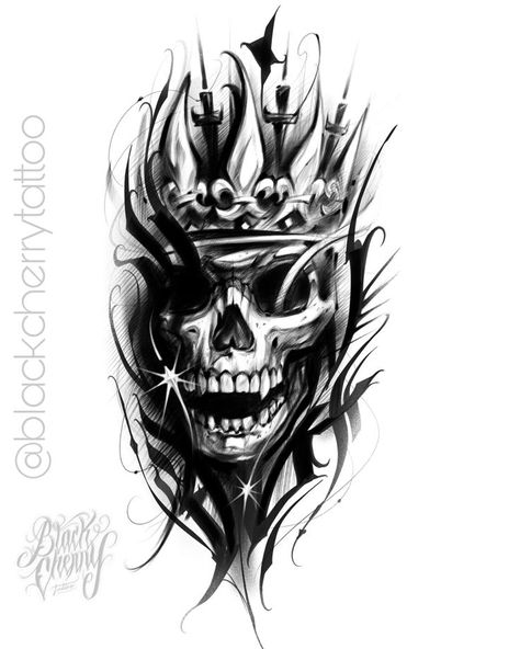 Blackcherrytattoo in 2022 | Skull tattoo design, Egypt tattoo, Old school tattoo designs Skull With Crown Tattoo Design, Creative Skull Tattoos, Gold Tattoo Ink, Tattoo Homme, Skull Rose Tattoos, Skull Sketch, Armband Tattoos, Tattoo Old School, Egypt Tattoo