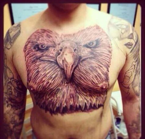 Bad and funny eagle face tattoo fail Horrible Tattoos, Tier Tattoo, Optical Illusion Tattoo, Epic Tattoo, Chest Tattoos, Eagle Tattoos, Tattoo Fails, Weird Tattoos, Bad Tattoos