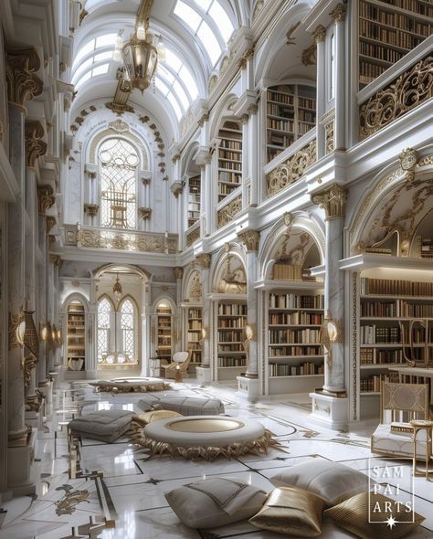 Nessian Fanart, Enchanted Library, Fantasy Room, Fantasy Rooms, Dream Mansion, Dream Life House, Castles Interior, Castle House, Dream House Rooms