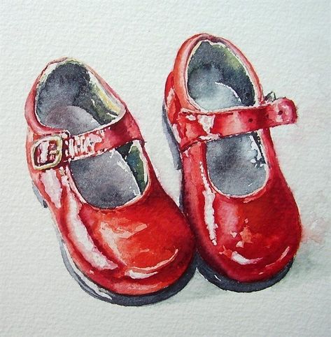 Watercolor Objects, Gcse Art Sketchbook, Realistic Drawing, Shoes Drawing, Still Life Drawing, Paintings I Love, Pdf Templates, Shoe Art, Painted Shoes