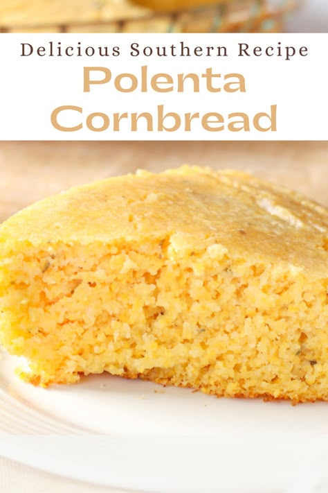 This cornbread recipe is made with dried polenta and rosemary. It's a quick and easy weeknight or holiday side dish. Polenta cornbread is moist and tender with great texture from ground polenta. Easy Homemade Cornbread, Southern Cornbread Recipe, Southern Style Cornbread, Best Cornbread Recipe, Cornbread Recipe Sweet, Moist Cornbread, Oven Top, Southern Cornbread, Homemade Cornbread