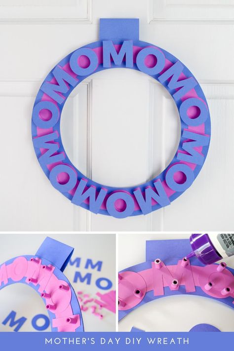 DIY Mother's Day wreath. Make this paper wreath craft that has a 3D effect by using rolled paper scraps to raise the letters from the wreath. Choose colors to match your mom's decor and she can display this simple wreath all year long. #sponsored #colorize #mothers #day #wreath #paper #diy #gifts #ideas Mothers Day Wreath Diy, Diy Cards For Mother's Day, Cards Diy Easy, American Express Gift Card, Simple Wreath, Diy Gifts To Make, Diy Mother's Day, Mother's Day Craft, Mothers Day Wreath