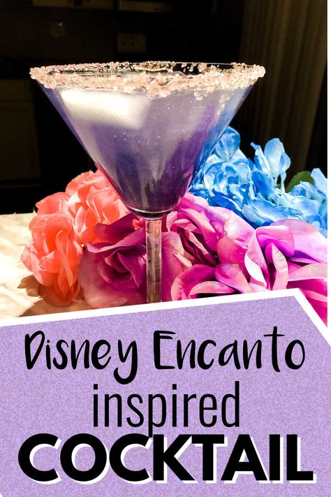 Are you having an Encanto party? Make this Disney inspired cocktail and treat to your guests to some of that Encanto magic! This tasty Encanto cocktail is shimmering and pretty and tastes wonderful Encanto Themed Drinks, Encanto Drink Ideas, Disney Themed Cocktails Recipes, Disney Themed Cocktails, Empress Cocktail, Disney Alcoholic Drinks, Infused Vodka Recipes, Orange Gin Fizz, Bartender 101