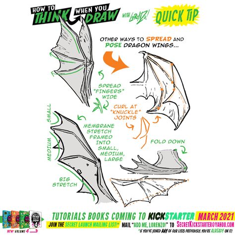 Bird Wing Drawing Reference, Bird Wing Tutorial, Bat Wing Reference, How To Draw Dragon Wings, Dragon Wings Drawing Reference, Dragon Wings Drawing, Comic Advice, Draconic Creatures, Wings Drawing Reference