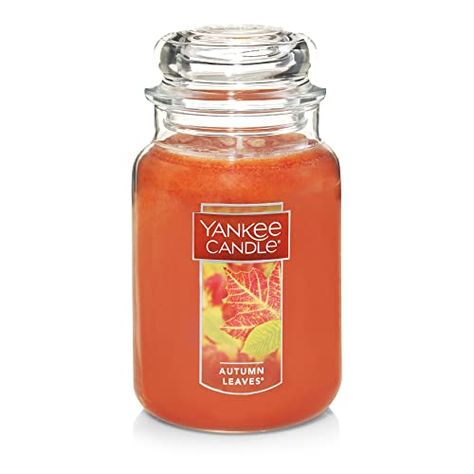 Yankee Candle Autumn Leaves Scented, Classic 22oz Large Jar Single Wick Aromatherapy Candle, Over 110 Hours of Burn Time, Apothecary Jar Fall Candle, Autumn Candle Scented for Home Yankee Candle Autumn, Yankee Candle Fall, Candle Autumn, Yankee Candle Jars, Yankee Candle Scents, Cranberry Chutney, Fall Candle Scents, Autumn Candle, Leaves Candle