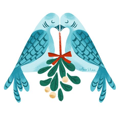 Two Turtle Doves. 2nd Day Of Christmas, 2 Turtle Doves, Two Turtle Doves, Daily Illustration, 12 Days Of Xmas, Turtle Doves, My True Love, Turtle Dove, Christmas Challenge