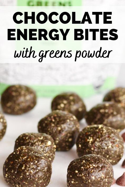 Powdered Greens Recipes, Green Powder Recipes, Super Greens Powder Recipes, Greens Powder Recipes, 4 Week Gut Protocol, Chocolate Energy Bites, Isagenix Snacks, Gut Protocol, Greens Recipes