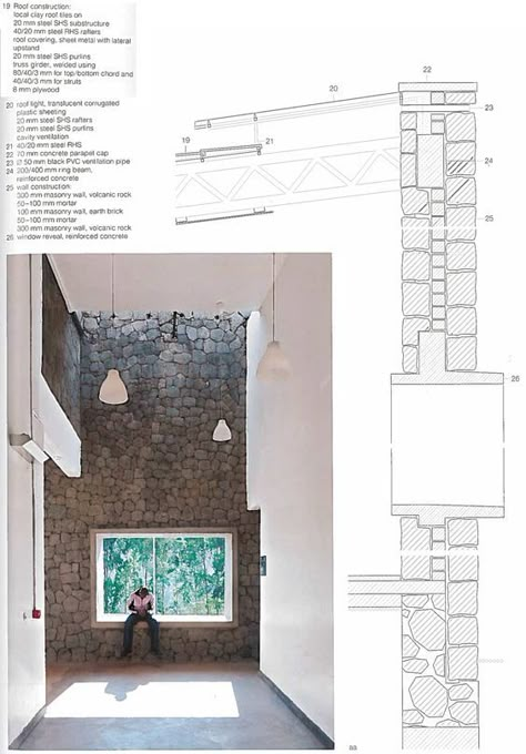 Facade Pattern Architecture, Section Drawing Architecture, Wall Section Detail, Construction Details Architecture, Stone Construction, Steel Architecture, Drawing Furniture, Window Architecture, Concrete Architecture