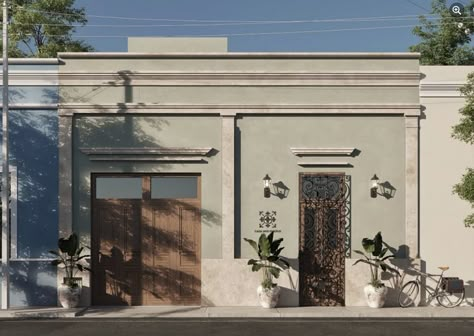 Yucatan House, Small House Remodel, Narrow House Designs, Houses In Mexico, Narrow House, Casas Coloniales, Minimal House Design, Casa Exterior, Facade Architecture