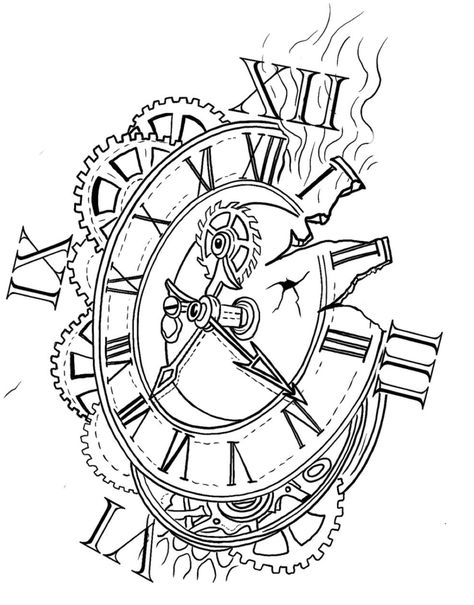 Time Piece Tattoo, Gear Drawing, Clock Tattoos, Locket Tattoos, Gear Tattoo, Big Cat Tattoo, Pocket Watch Tattoos, Tattoo Salon, Clock Tattoo Design