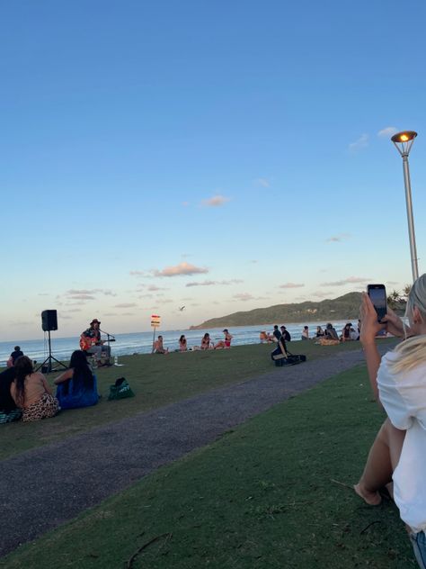 Busking at Byron Bay #aesthetic #byronbay #beach Backpacking Australia Aesthetic, Gap Year Aesthetic Australia, Busking Aesthetic, Byron Bay Aesthetic, Byron Bay Beach, City Life Photography, Byron Bay Australia, Travel Chic, Cabin Aesthetic