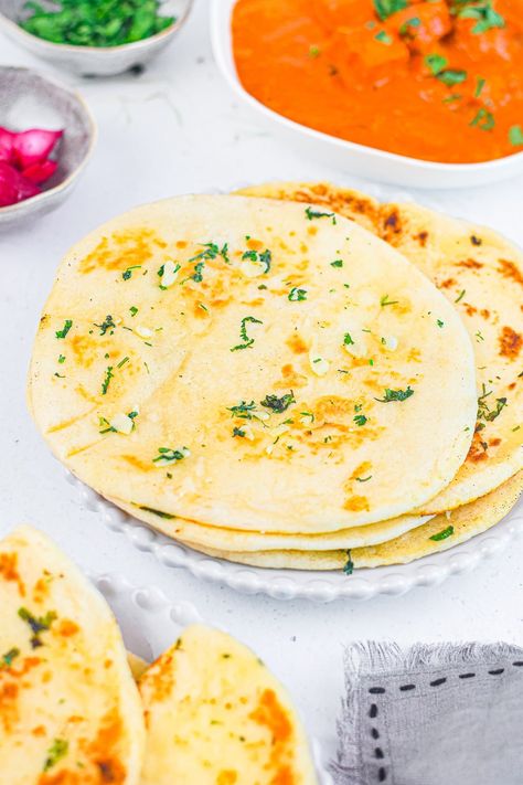 Garlic Flatbread In Air Fryer, Bread Recipe Air Fryer, Airfryer Naan Bread, Air Fryer Naan Bread, Naan Bread Pizza Air Fryer, Air Fryer Indian Fry Bread, Buttery Garlic Naan Bread, Air Fryer Naan, Naan Bread Recipe