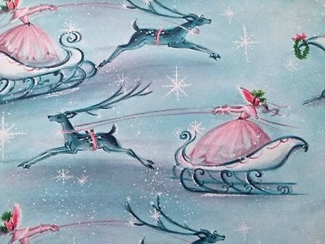 Christmas Swan, Christmas Handcraft, Vintage Christmas Wrapping, Vintage Christmas Wrapping Paper, Reindeer Sleigh, Christmas Gift Wrapping Paper, Cindy Lou Who, Christmas Wrap, Reindeer And Sleigh