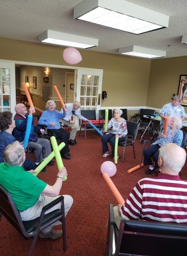 What a great exercise! Residents and staff played a very active game of Balloon Volleyball. As we all had a great upper body work out, we were having so much fun we forgot the score. Balloon Volleyball, Water Noodles, Swim Noodles, Activities Director, February Calendar, Activity Director, Pool Noodle, The Score, Memory Care