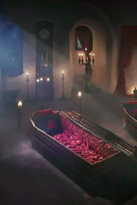 Vampire Bedroom, Coffin Bed, Vampire House, Morpheus Sandman, Dracula's Castle, Vampire Castle, Vampire Party, Dracula Castle, Halloween Tattoo