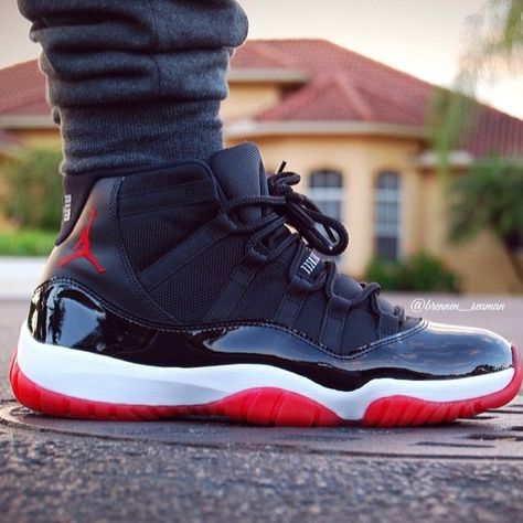 Nice shot of the Air Jordan 11 'Bred' @brennen_seaman SneakerFiles.com #sneakerfiles #airjordan #wdywt Air Jordan 11 Bred, Jordan 11 Bred, Clothing Rental, Nike Free Runners, Suede Chukkas, Kicks Shoes, Shoes Sneakers Jordans, Jordan Outfits, Lit Shoes