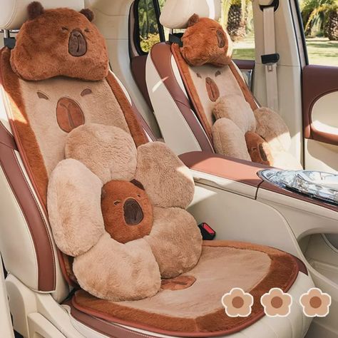 Capybara Plush, Cute Cushions, Cool Car Accessories, Car Headrest, Car Seat Cover Sets, Tissue Box Holder, Car Cartoon, Neck Pillow, Cute Cars