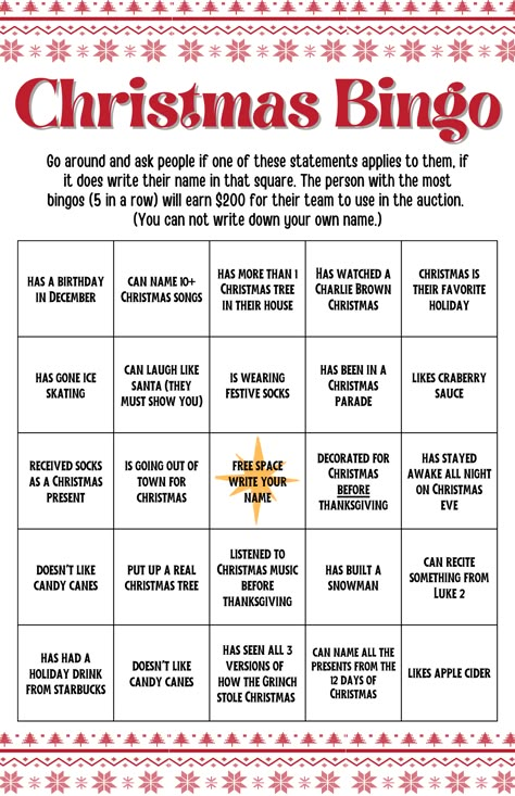 Christmas Bingo For Adults, Christmas Home Activities, Christmas Party Gifts For Kids, Games For A Christmas Party, Christmas Ice Breaker Questions, Christmas Party Ice Breaker Games, Christmas Icebreaker Games, Christmas Games For Coworkers, Christmas Games For Workplace