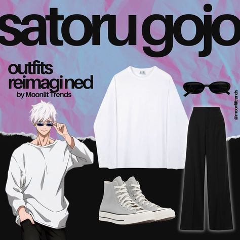 Outfits Reimagined | Satoru Gojo I am OBSESSED with him y’all. He’s so COOL. So here’s some andro outfits for Gojo. Sunglasses by Rose Dipped London on Etsy #outfits #outfitsideas #fashion #fashionstyle #fashionblogger #style #styleblogger #styleinspiration #styleinspo #gojo #gojosatoru #satorugojo #jujutsukaisen Gojo Style Outfit, Gojo Inspired Outfit, Gojo Satoru Outfit, Gojo Sunglasses, Gojo Style, Andro Outfits, Etsy Outfits, Obsessed With Him, Ju Jitsu