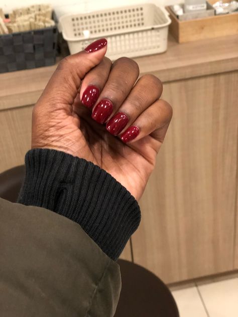 Dark Skin Nails - #DarkSkinNails SNS Powder Gel Manicure Wine Red, Burgundy Color Wine Nails On Dark Skin, Red Nail Polish Colors For Dark Skin, Cherry Red Nails On Brown Skin, Black Skin Nail Color, Dark Skin Red Nails, Sns Red Nails, Red Nails Brown Skin, Red Nails Dark Skin, Dark Red Gel Nails