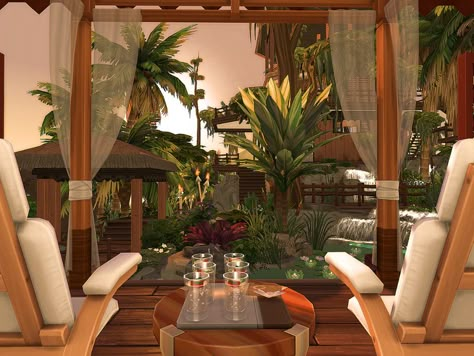 Sims 4 Massage Cc, Sims 4 Cc Sulani Furniture, Sulani Builds Sims 4, Sims Spa, Sims 4 Spa, Sims 4 Spa Build, The Sims 4 Island Living Cc, Island Living Sims 4, Sims 4 Sulani Community Lots