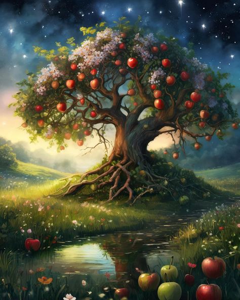 First Apple Tree… #apple #tree #aiart #aiartcommunity #aiartwork Tree With Fruits Drawing, Fruits Drawing, Magical Tree, Garden Drawing, Pencil Sketches, Apple Fruit, Growing Fruit, Fruit Garden, Garden Of Eden