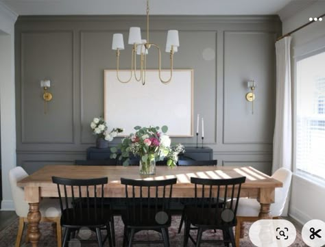 Modernize Traditional Dining Room, Wainscotting Dining Rooms, Modern Colonial Dining Room, Modern Victorian Dining Room, Modern Traditional Dining, Modern Traditional Dining Room, Arhaus Dining Room, Dining Room Wall Color, Dining Room Banquette