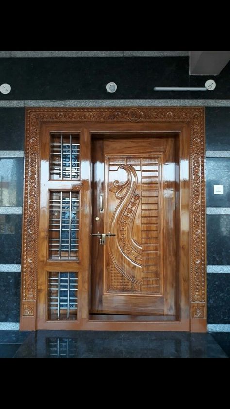 Main Entrance Wooden Doors, Indian Main Door Designs, Single Main Door Designs, Main Door Design Photos, Latest Door Designs, Entry Door Designs, House Main Door, House Front Door Design, House Main Door Design