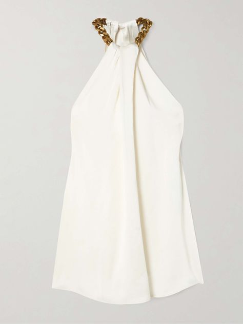 Shop STELLA MCCARTNEY Chain-embellished draped satin blouse, Explore the latest STELLA MCCARTNEY women's collection today on NET A PORTER Stella Mccartney Clothes, 00s Style, Stella Mc, Amal Clooney, Black Bar, Satin Blouse, Clothes Collection, Dream Clothes, Fashion Sewing