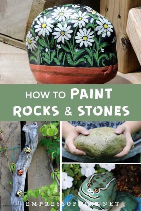 How To Paint Rocks, Outdoor Garden Art, Rock Painting Flowers, Painted Garden Rocks, Gardening Services, Tattoo Plant, Garden Rock Art, Art Coquillage, Rock Flowers