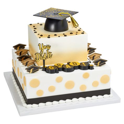 2 Tier Square Cake, 2 Tier Graduation Cake, Simple Graduation Cakes, Graduation Sheet Cakes, Grad Cakes, Grad Hats, Graduation Cake Designs, Friends Graduation, Grad Hat