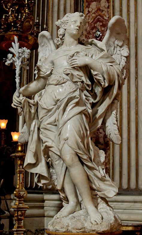 Art History Influence on Modern Design: Baroque Style - PIXEL77 Baroque Sculpture, Sculpture Fountain, Lorenzo Bernini, Classic Sculpture, Greek Statues, Angel Statue, Angel Sculpture, Roman Sculpture, Baroque Art