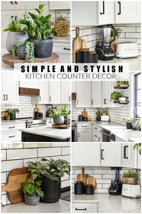 Kitchen Countertop Decor, Cocina Diy, Kitchen Ikea, Countertop Decor, Kitchen Island Decor, Kitchen Counter Decor, Counter Decor, Plants Decor, Table Diy