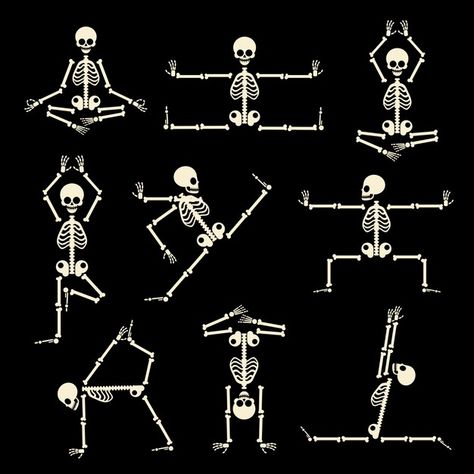 Yoga Skeleton, Skeleton Drawing, Skeleton Drawings, Skeleton Dance, Halloween Crafts For Kids, Human Poses, Halloween Activities, Healthy Fitness, Autumn Art