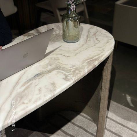 Spectre Study Table, Perfect for a home study, a casual, curvy desk, to add that oomph! Highlighted with a unique veneer from @sources_unlimited. Also in frame is the Jarvis office chair , complimenting our colour palette. #sleek#bold#luxewoodindia#madeinindia#grey#marble#italianmarble#statuario#studytable Luxury Study Table, Luxury Furniture Stores, Home Study, Study Table, Grey Marble, In Frame, Luxury Furniture, Colour Palette, Office Chair