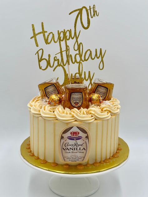 crown royal cake Crown Royal Vanilla, Crown Royal Cake, Chic Cupcakes, Cottage Bakery, Custom Sugar Cookies, Salted Caramel Cake, Crown Cake, Custom Cupcakes, Diy Cookie