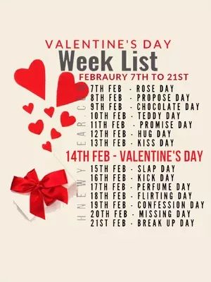 February Day List February Special Days List 2024, February Days List, Valentine Day Week List, Flirting Day, February Days, Bad Valentines, What Day Is Today, Valentine Week, Valentine Day List