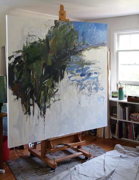 On the easel - 66" x 66" stretched canvas @ Karri Allrich Large Painting Aesthetic, Massive Canvas Painting, Big Abstract Painting Large Canvas, Big Canvas Painting Ideas Abstract, Giant Canvas Painting, Giant Canvas Art, Atelier Studio, Giant Canvas, House View