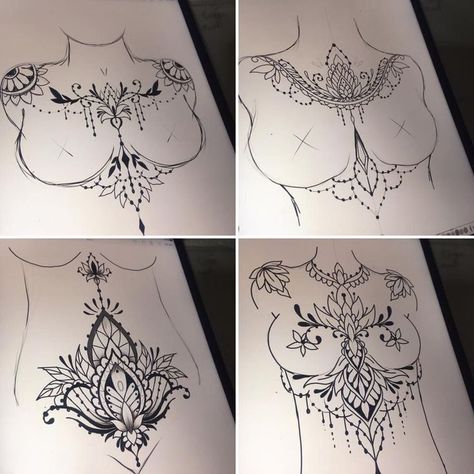 Marine Tattoo, Underboob Tattoo Designs, Belly Tattoos, Polynesian Tattoos, Marquesan Tattoos, Chest Tattoos For Women, Chest Piece Tattoos, Stomach Tattoos, Tattoo Style Drawings