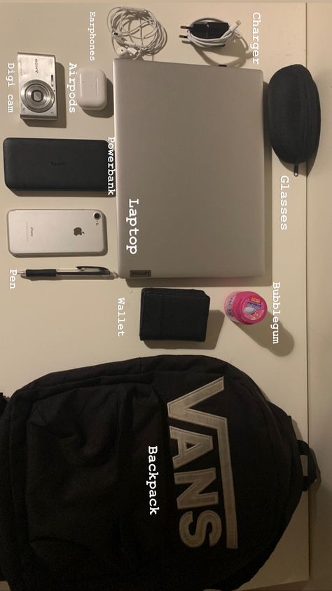 Whats In My Bag Men, Mochila Edc, Mochila Jansport, What's In My Backpack, Vans Backpack, Everyday Bag Essentials, Edc Bag, Backpack Essentials, School Bag Essentials