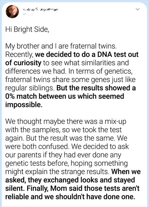 My Twin and I Are Utterly Shocked by Our DNA Test Results Dna Test Results, Beyond Repair, Test Results, Shocking News, Family Dynamics, Dna Test, Understanding Yourself, Twins, Foundation