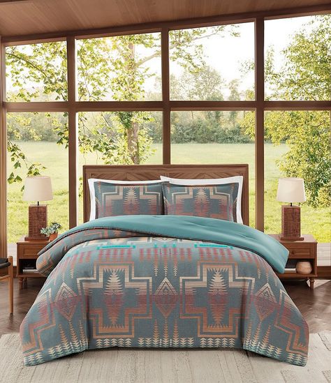 Pendleton Harding Southwestern Geometric Pattern Comforter Mini Set | Dillard's Pendleton Bedding, Western Comforter Sets, Western Bedding Sets, Tornado Pictures, King Size Comforter Sets, Elegant Bedroom Decor, Western Bedding, Bed Comforter, Western Bedroom