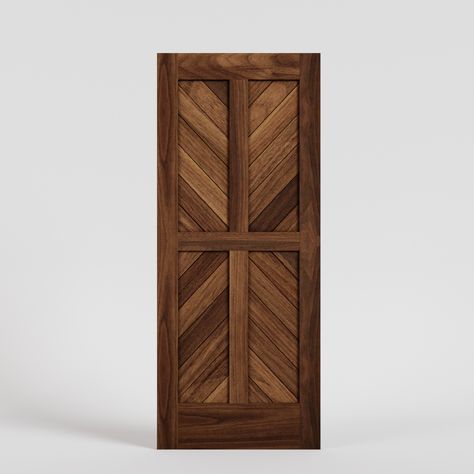 Chevron Four Panel Swing Interior Door Chevron Barn Door, Glass Pocket Door, Custom Exterior Doors, Pocket Door Frame, Chevron Door, Solid Wood Door, Modern Sliding Barn Door, Modern Entry Door, Modern Exterior Doors