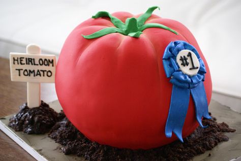 Tomato Birthday Cake - fun! Designer Birthday Cakes, Tomato Cake, The Best Birthday Cake, Best Birthday Cake, Birthday Cakes For Men, Cakes For Men, Cool Birthday Cakes, Cake Designs Birthday, Heirloom Tomatoes