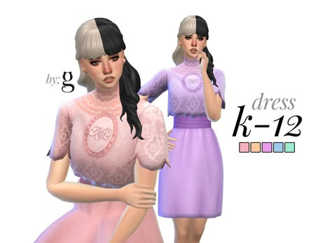 MELANIE MARTINEZ K12 DRESS » new mesh » EA mesh edited » 5 pastel swatches » teen - elder » female » dress inspi in k-12 film by Melanie Martinez DOWNLOAD (mediafire no adfly) DOWNLOAD (sfs)  ღ thx to... K12 Dress, Melanie Martinez Teeth, Pastel Swatches, Melanie Martinez Dress, Melanie Martinez Outfits, K-12 Melanie Martinez, Sims 4 Teen, Sims 4 Mm, Sims 4 Mods Clothes