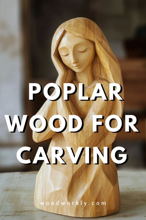 Considering poplar for your next carving project? Discover the advantages and challenges of using poplar wood for carving. Learn about its workability, grain patterns, and how it compares to other woods. Perfect for woodworkers seeking the ideal carving material. #WoodCarving #PoplarWood #Woodworking Carving Faces In Wood, Easy Wood Carving Ideas, Wood Carving Patterns For Beginners, Wood Carving Patterns Free, Ornamental Wood Carving, Wood Carving Ideas, How To Carve Wood, Whittling Patterns, Wood Objects