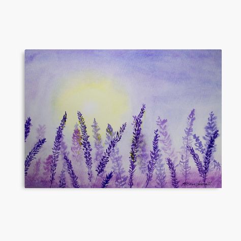 "Lavender Fields Watercolor Painting, Purple Floral Watercolor, Sunrise, Sunset Field of Lavender Flowers, Floral Art, Garden Painting" Art Board Print for Sale by littrellart | Redbubble Garden Painting Art, Field Of Lavender, Sunset Field, Lavender Art, Lavender Paint, Painting Purple, Garden Watercolor, Watercolor Ideas, Flower Background