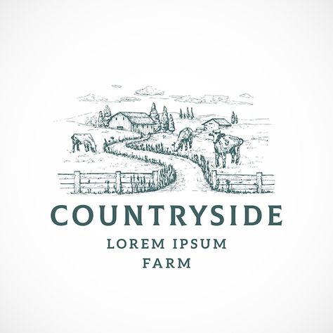 Road Landscape, Cloud Mountain, Farm Logo, Landscape Sketch, Agriculture Farming, Typography Layout, Home Economics, Badge Logo, Vintage Logo