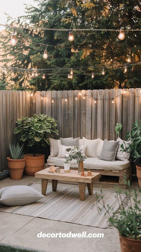 patio makeover on a budget Backyard Patio Table Ideas, Small Backyard Seating Ideas, Small Backyard Patio Designs Budget, Stepped Garden Ideas, Cute Small Backyard, Small Patio Decorating Ideas On A Budget, Deck Paint Colors Ideas, Private Patio Ideas, Backyard Patio Ideas On A Budget